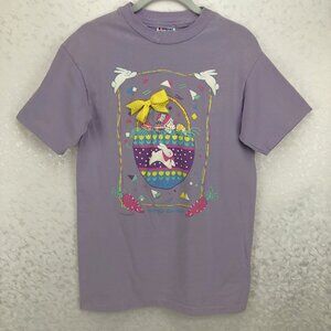 Hanes Beefy-T “Hoppy Easter” Lavender 100% Cotton Short Sleeve Graphic Tee Shirt
